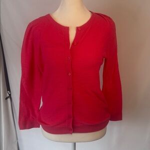 LOFT size SMALL bright pink lightweight button up cardigan sweater